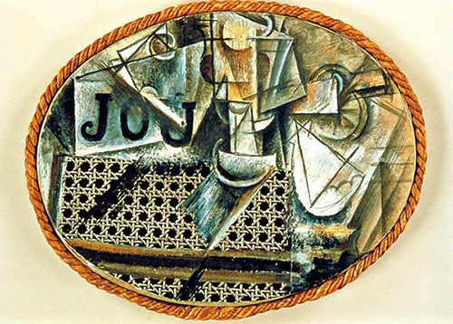 Naturaleza Muerta con Silla de Rejilla. 1912. Pablo PicassoPablo Picasso. Cubismo sintético.